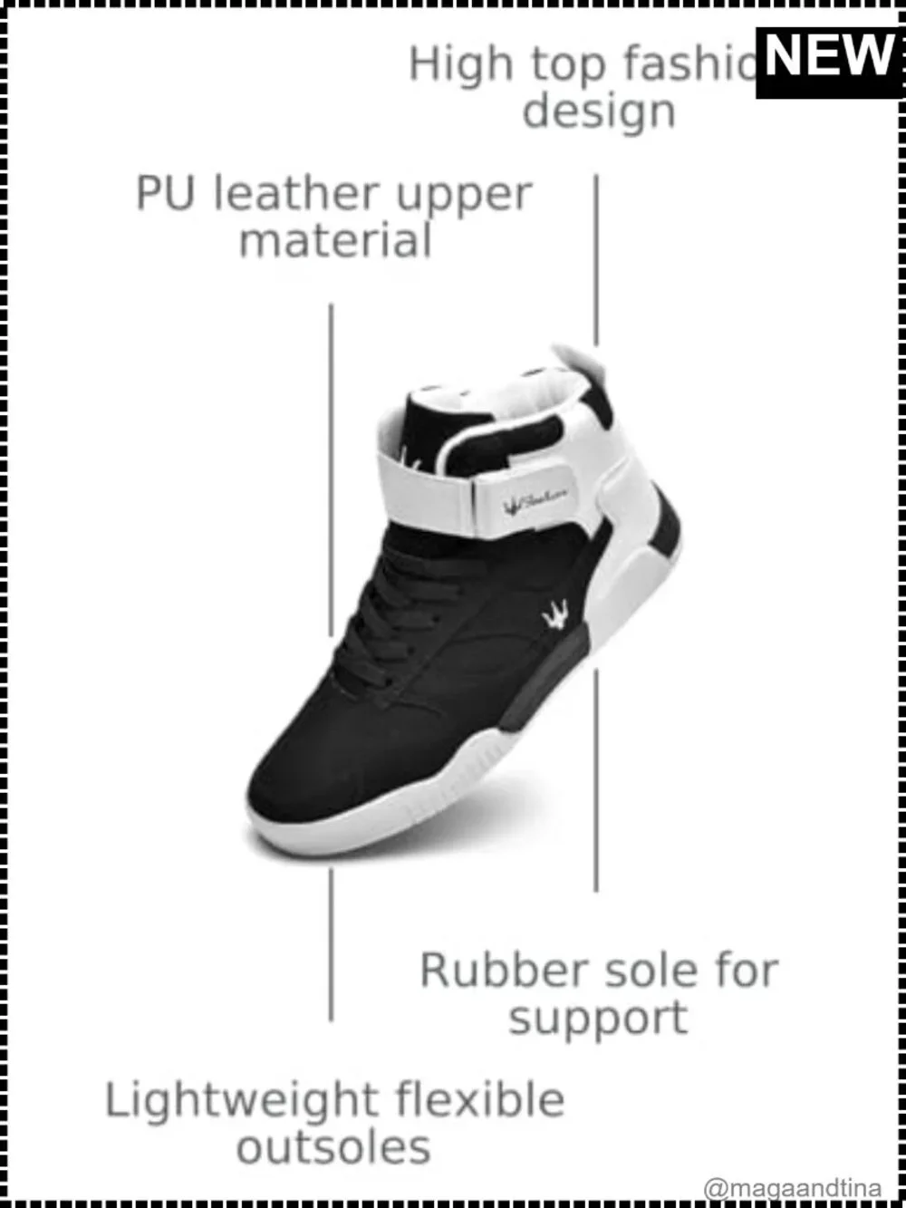 Men's High Top Leather Street Sneakers Lace-Up Casual Fashion Shoes
